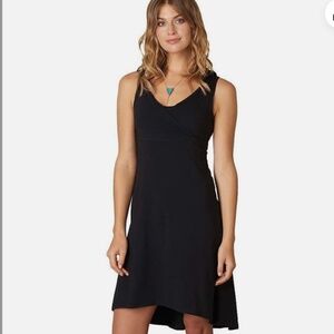 Prana V-Neck Alana Black Hoodie Sleeveless Dress Size Small